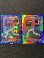 2023 Panini Prizm Jake Madden Blue Ice Prizm and Silver Holo Cards ( 2 )