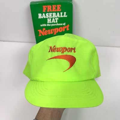VTG Newport Menthol Cigarettes Neon Green Embroidered Nylon SnapBack Hat w Box