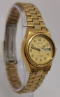 Vtg Feb 1988 Seiko 5 Automatic Day Date Gold Plated 24mm Japan Made Ladies Watch