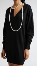 ZIMMERMANN Crush Sz 1 Black Wool pearl Necklace Sweater Dress New