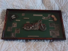 VINTAGE MOTORCYCLE BIKER WALL ART SHADOW BOX PHOTOS EASYRIDERS HELLS ANGELS