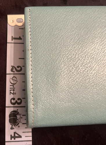 Cartera vintage Lady Buxton verde azulado flor silla de montar cuero de vaca 7” L X 3 1/2” doble beso - Imagen 21 de 21