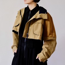 Sacai 22AW Grosgrain Mix Jacket Beige Brown Size 1