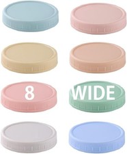 8 Pack Wide Mouth Mason Jar Lids for Ball, Kerr Jars and More, Colored Plastic R