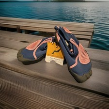 NORTY Kids Size 12- 4 Slip-On Girls Water Shoes Aqua Sock - Navy Pink