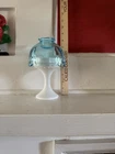 Vintage Westmoreland Fairy Lamp Blue Glass Top Milk Glass Bottom
