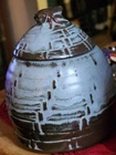 Vintage Frankoma Pottery Honey Pot Jar & Lid 803 Plainsmen Blue 12 oz Beehive