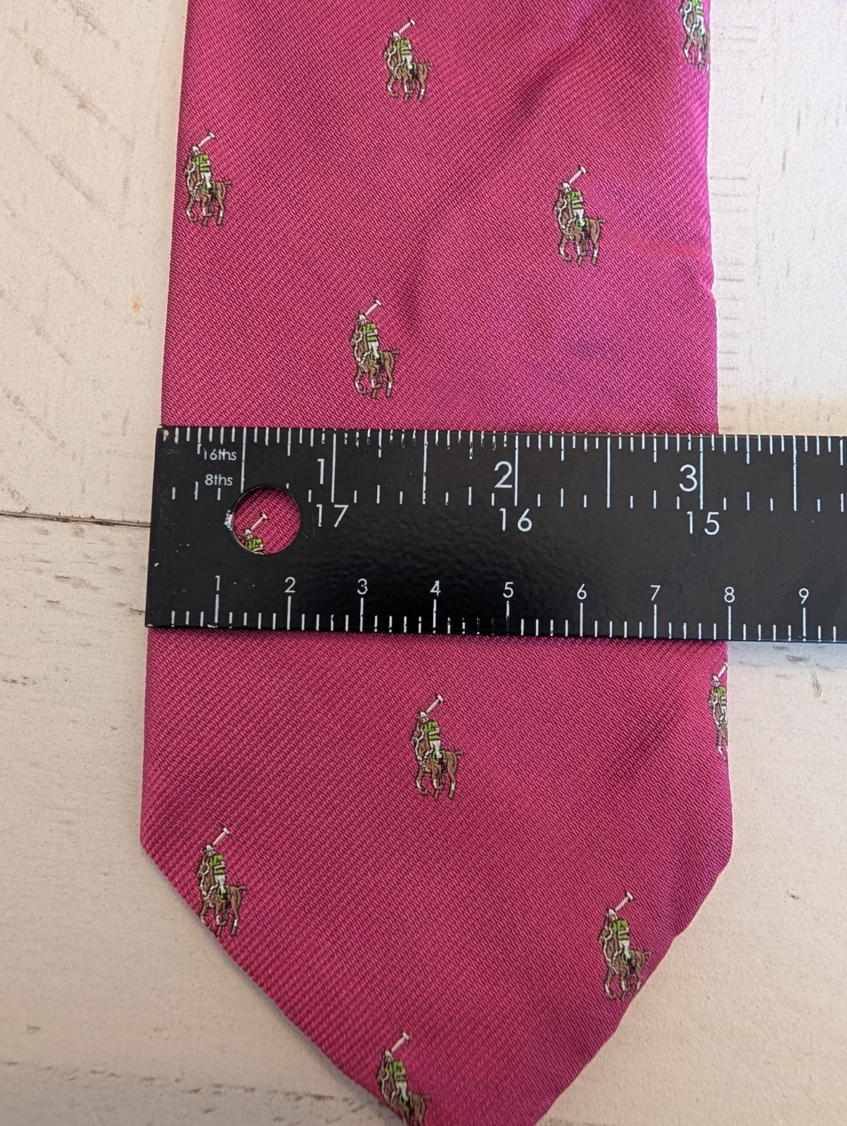 Polo Ralph Lauren Necktie Men 59" Classic Pink All over Pony's Silk Italy T16 thumbnail 8