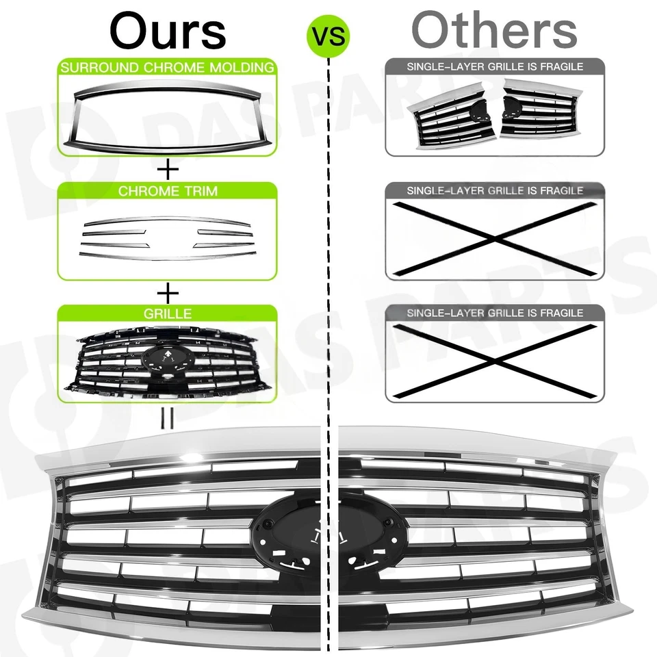 Fit For 2013 2014 2015 Infiniti QX60 JX35 Chrome Grille IN1200123 623103JA0A Foto 2 de 4