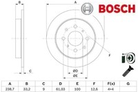 2X Bremsscheibe Bosch 0986479F34 2 Bremsscheiben Hinterachse Hinten FüR Honda
