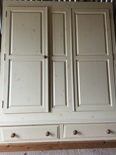 Solid Wood Double Wardrobe with 2 Drawers buttermilk paint scheme