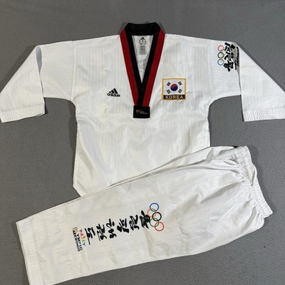 Adidas Korea TaeKwonDo Federation Uniform Outfit Size 130 White Olympic Team