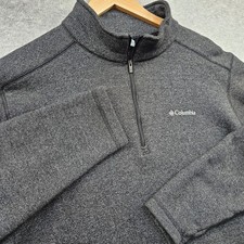 Columbia Men's Dark Gray Heathered 1/4 Zip Fleece Pullover Sweater XL