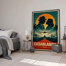 Casablanca Retro Minimal Movie Kunstdruck | Filmposter | Leinwand & gerahmt