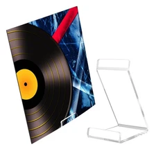 Vinyl Record Tabletop Display Stand, Now Playing Clear Acrylic Music Album LP...