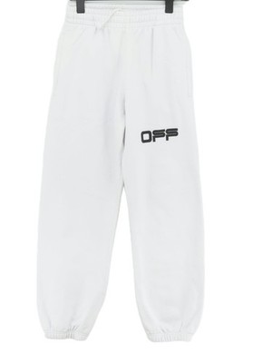 Off-White Damen Sporthose XS Weiß Grafik 100% Baumwolle Tapered Jogginghose