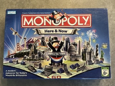 Monopoly Here & Now Edition America Has Voted Board Game COMPLETE Family Holiday