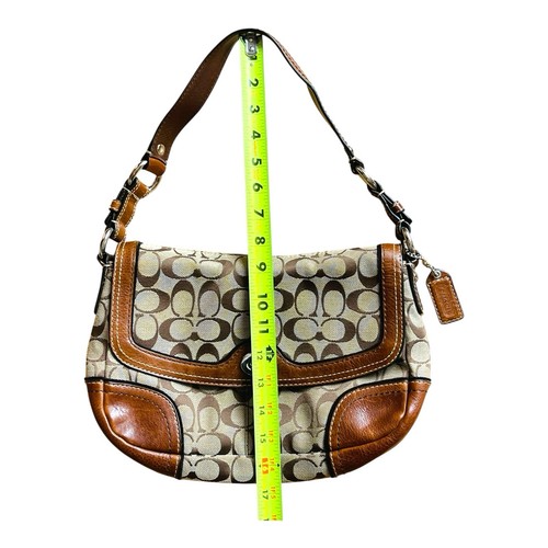 Borsa a mano Coach Signature C Chelsea marrone tracolla patta chiusura girevole #10984 - Foto 16 di 17