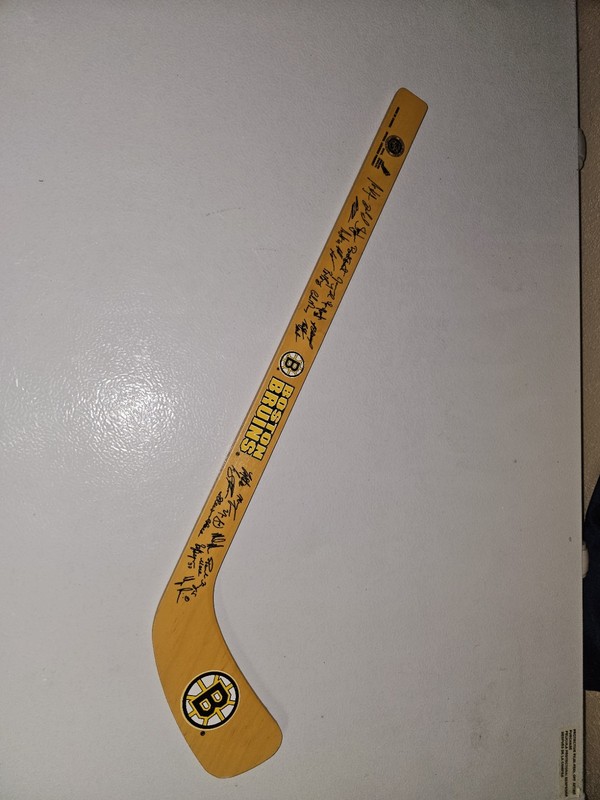 Boston Bruins Autographed Mini Hockey Stick Display Magnetic