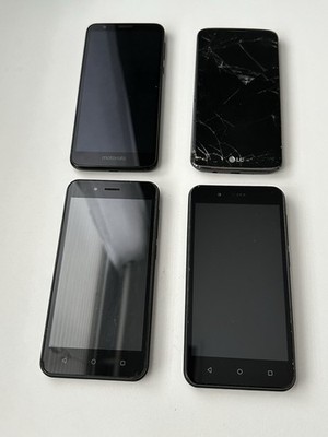 Lot 4 Android Phones Motorola LG UMX Parts Repair Cracked Untested