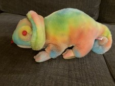 TY Original Beanie Buddy Rainbow Chameleon Plush Stuffed Animal 1999