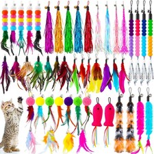 Cat Feather Toys Refill Cat Wand Replacement Feathers with Bells