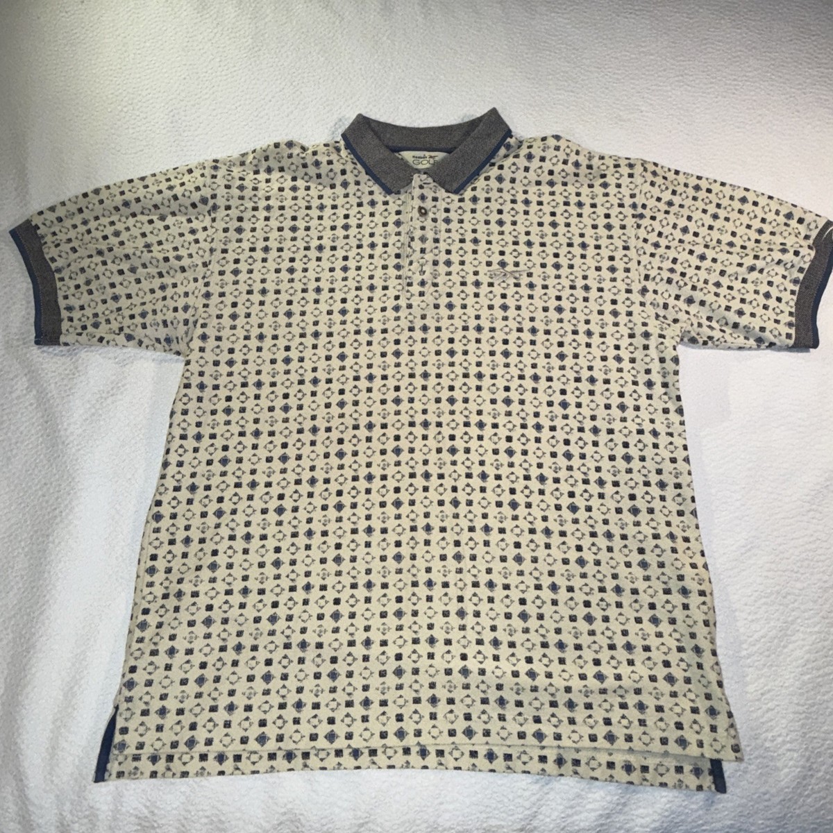 Vintage Reebok Golf Polo Shirt Mens L All Over Print 90s 