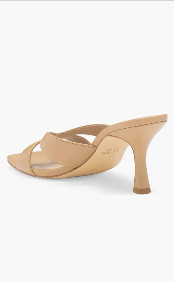 Stuart Weitzman Miami Slide Leather Sandal Women's, 11, 41.5, Golden Beige New - Image 2 of 4