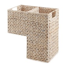 Stair Step Basket, Woven Wicker Hyacinth Staircase Storage Organizer, Whitewash