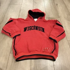 Vintage Wisconsin Badgers Sweatshirt Hoodie Youth Small Red Velvet Letters NCAA