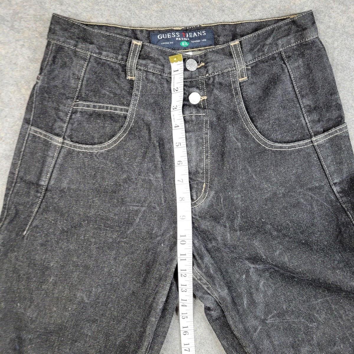 Vintage Guess Jeans Mens 30x30 Pascal Charcoal Gray Tapered Leg