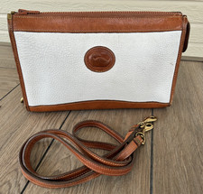 Vintage Dooney  Bourke All Weather Leather White / British Tan Crossbody Bag