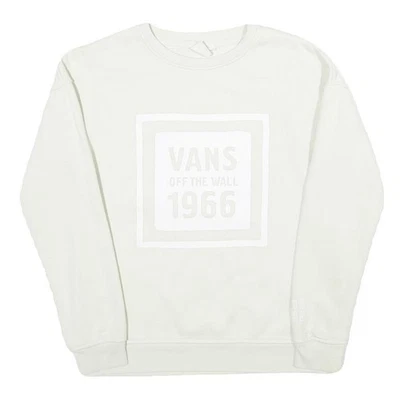 VANS Sweatshirt Blanc Col Ras du Cou XS Coton Mélangé Pull-over - Photo 1/4