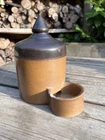 Antique 19th Century Salt Glaze Stoneware Bottle Chicken Bird Feeder Or Waterer