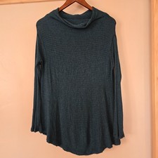 We The Free Blue Teal Funnel Neck Ribbed “Lover” Tunic Split Back Women's Small