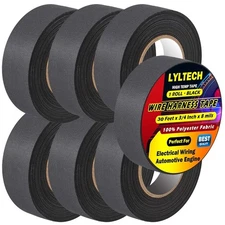 Wire Harness Tape 7 Rolls-Total 328 FT, Polyester Fabric,Flame Retardant,at 257℉