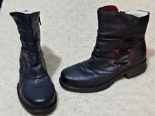 New Floor Model Rieker Felice 81 Ankle Boots Navy Leather Women Eu 36 US 5.5 - 6