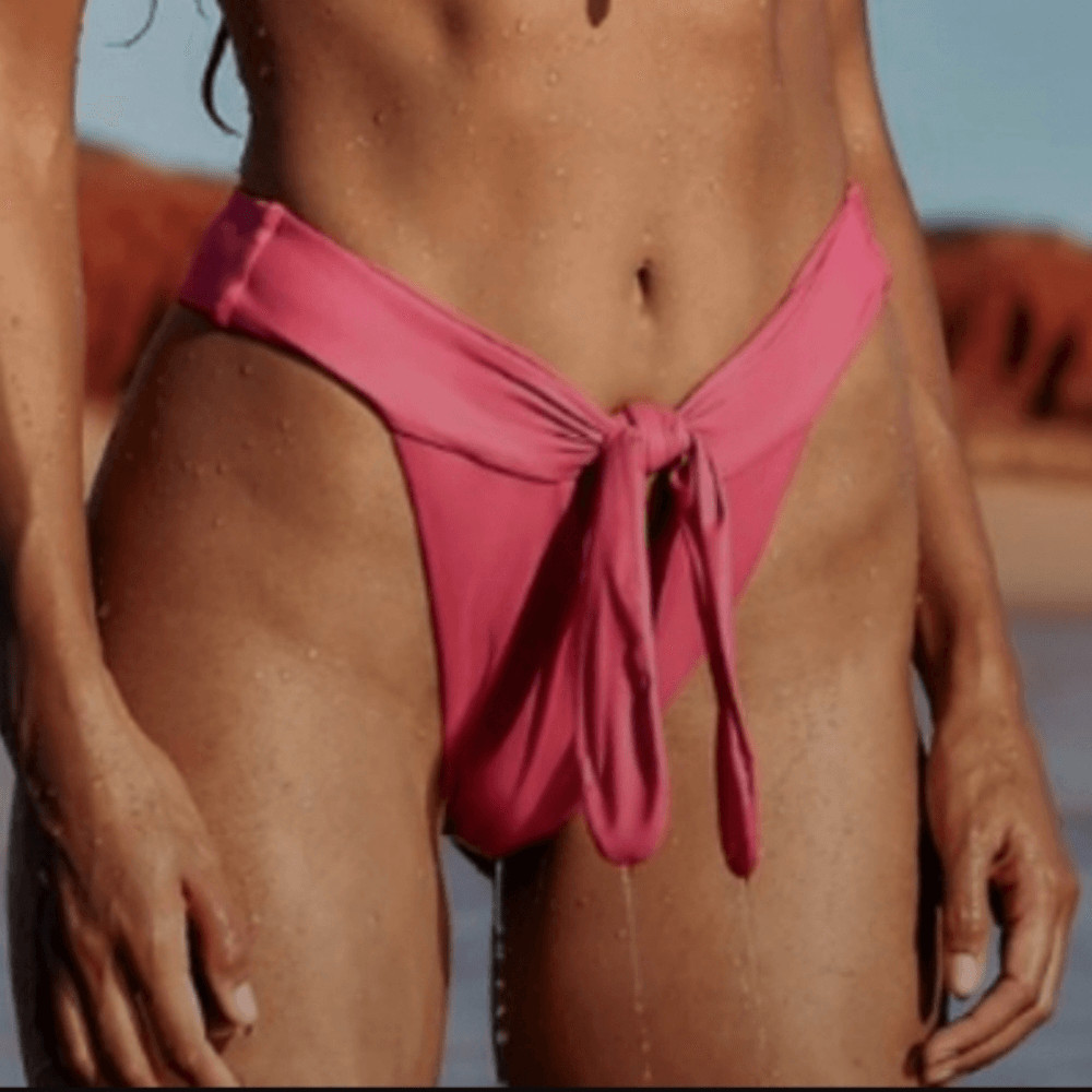 Stone Fox Solid Tie Front Bikini Bottom - image 1