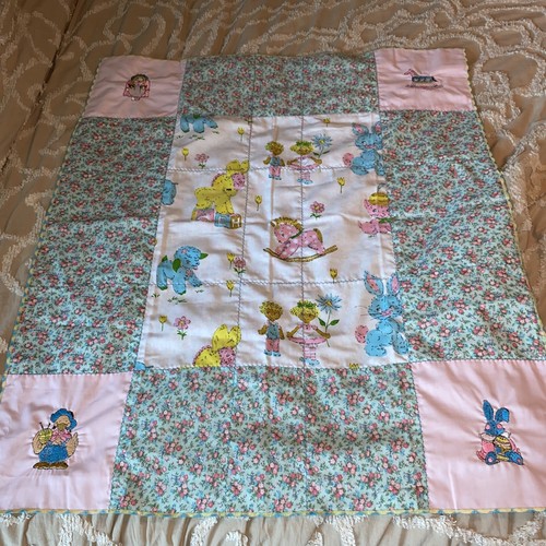 Coperta leggera bambino cavallo a dondolo ricamato rosa e blu fatta a mano - Foto 1 di 8