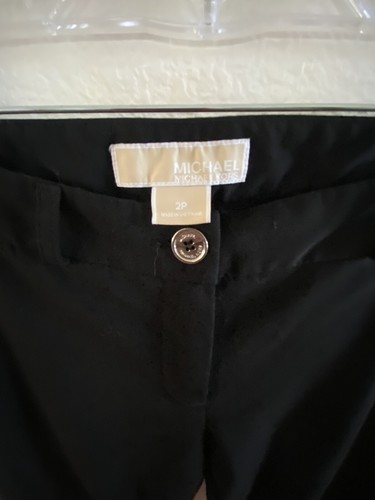 MK Michael Kors Black 2 Petite Dress Pants Belt Loops Zip Hook Free Ship - Picture 3 of 7