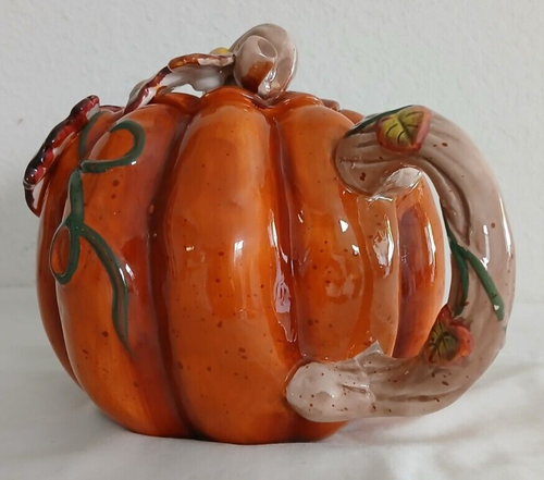 Teiera per zucca in ceramica 8,25" dal beccuccio alla manipolazione di ALCUNI TRUCIOLI DI VERNICE! - Foto 4 di 24