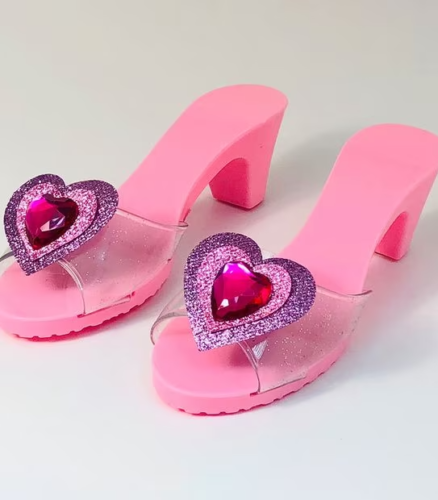 All Dressed Up to Shine Girls Costume Sparkle Shoes 3-5 Years Pink Heart - Afbeelding 1 van 3