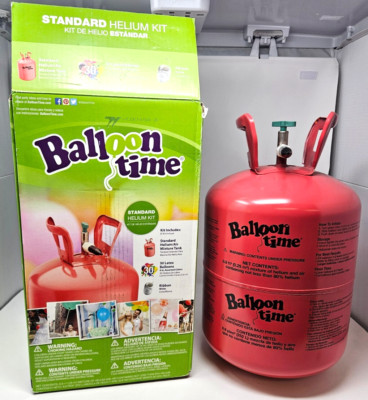 Helium Tank EMPTY Balloon Time 8.9 cu ft. Fills 30 9  balloons w/ Box EUC!