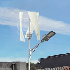 White 100w Vertical Wind Turbine Generator With 3 Nylon Fiber Blades Low Noise