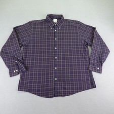 Brooks Brothers Shirt Mens XL Blue Plaid Regent Button Button Up Twill Casual