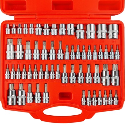 WETT Master Torx Bit Socket and External Torx Socket Set 60-Piece 1/4'' 3/8'' 1...