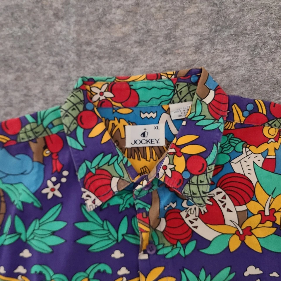 Vintage Jockey Mens Extra Large Hawaiian Shirt Made In Taiwan ROC 90s Cotton - Image 3 of 4