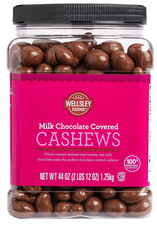 Wellsley Farms Milk Chocolate Covered Cashews Made in USA, 44 Ounce