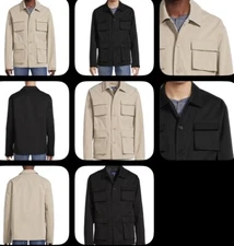 George Mens Utility Jacket, Black or Stonewash, New