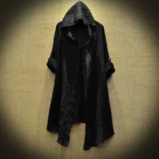 Linen Cloak Thin Trench Men Gothic Long Coat  Dustcoat Men Cardigan Jacket
